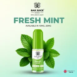 botella de 10ml con sales de nicotina sabor menta fresca