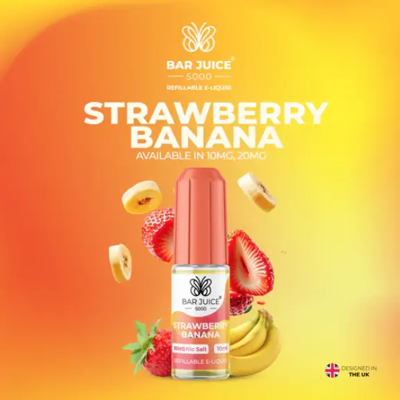 botella de 10ml con sales de nicotina sabor a fresa y platano