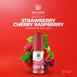 botella de 10ml con sales de nicotina sabor fresa cereza frambuesa